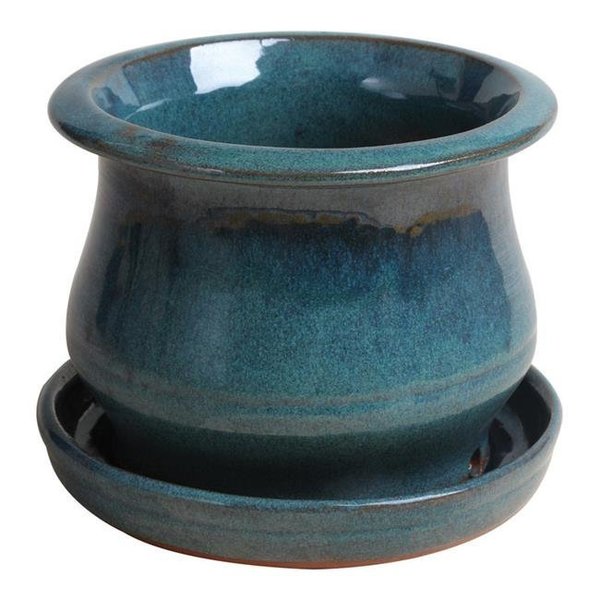 Trendspot Trendspot 7494396 6 in. Ceramic Low Bell Planter - Aqua Blue- pack of 4 7494396